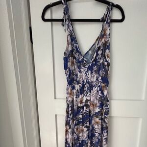 O'neill Tie shoulder midi dress. BLUE XS